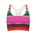 Colorful Mexican Blanket Stripe Print Women's Sports Bra