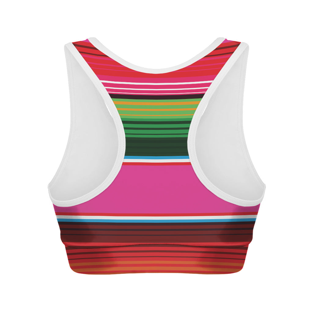 Colorful Mexican Blanket Stripe Print Women's Sports Bra