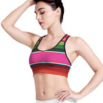 Colorful Mexican Blanket Stripe Print Women's Sports Bra