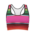 Colorful Mexican Blanket Stripe Print Women's Sports Bra