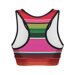 Colorful Mexican Blanket Stripe Print Women's Sports Bra