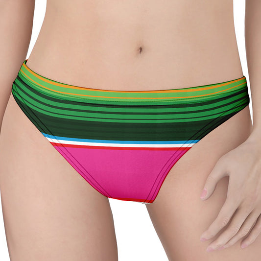 Colorful Mexican Blanket Stripe Print Women's Thong