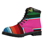 Colorful Mexican Blanket Stripe Print Work Boots
