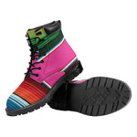 Colorful Mexican Blanket Stripe Print Work Boots