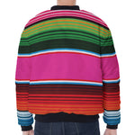 Colorful Mexican Blanket Stripe Print Zip Sleeve Bomber Jacket