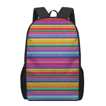 Colorful Mexican Serape Pattern Print 17 Inch Backpack