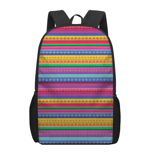 Colorful Mexican Serape Pattern Print 17 Inch Backpack