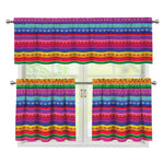 Colorful Mexican Serape Pattern Print 3 Piece Kitchen Curtains