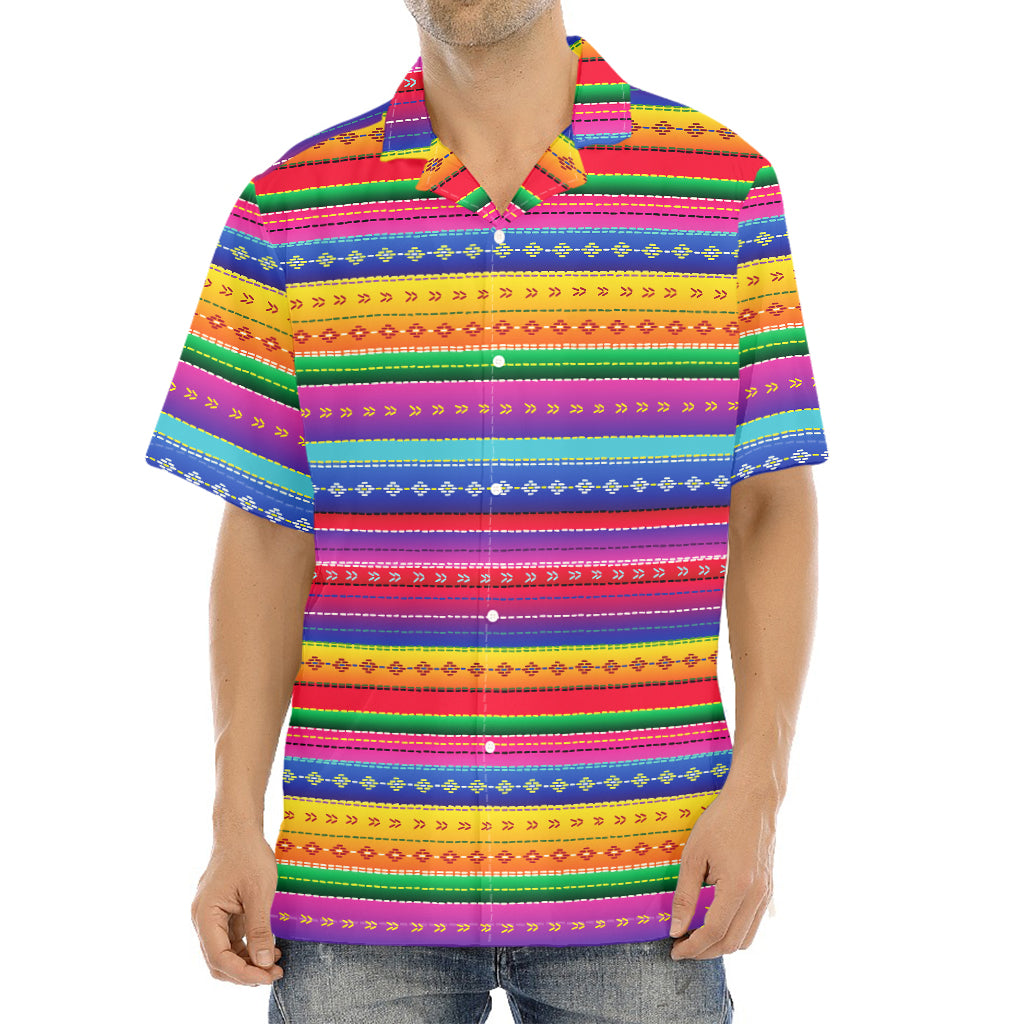 Colorful Mexican Serape Pattern Print Aloha Shirt