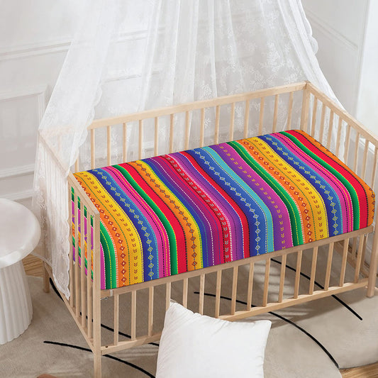 Colorful Mexican Serape Pattern Print Baby Crib Sheet