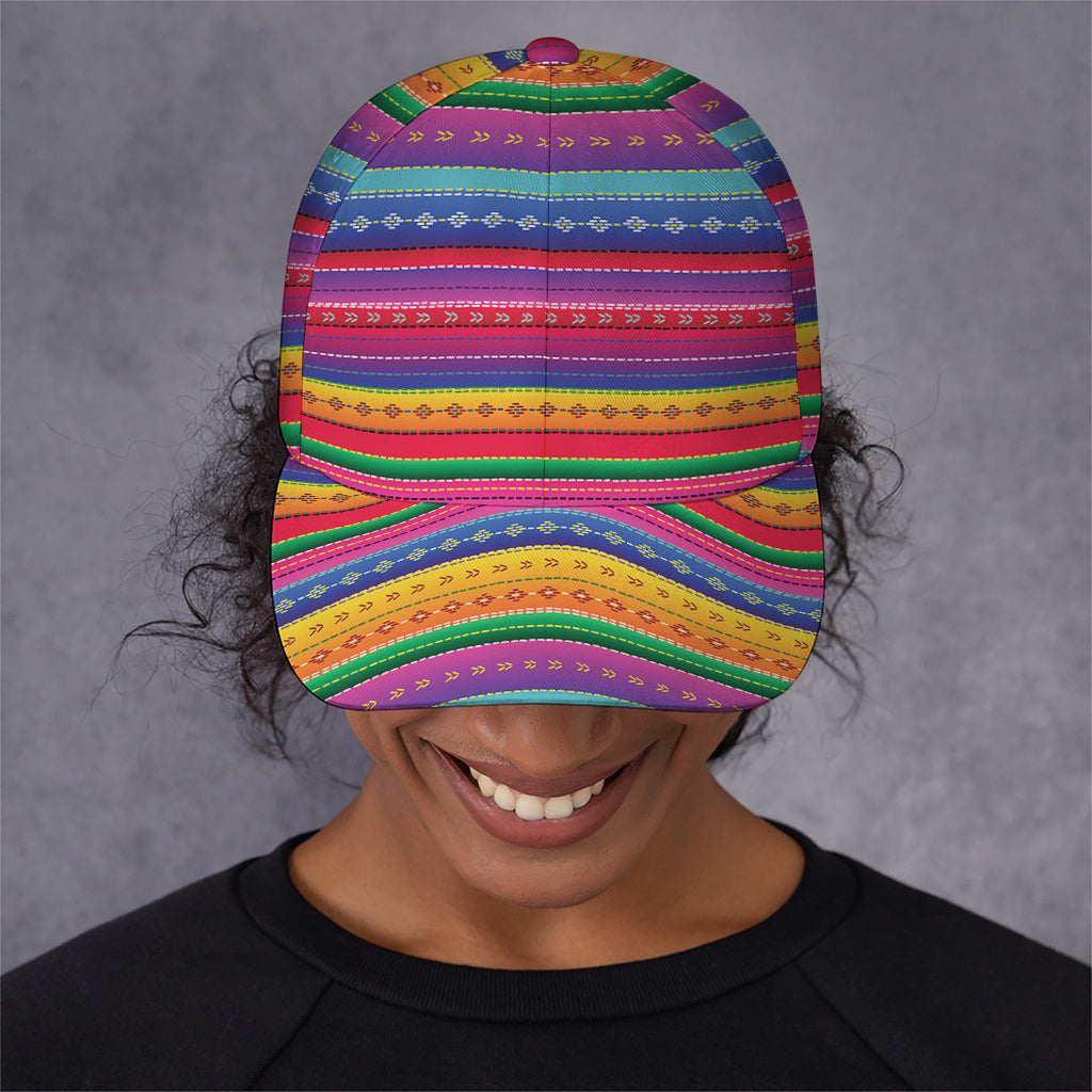 Colorful Mexican Serape Pattern Print Baseball Cap