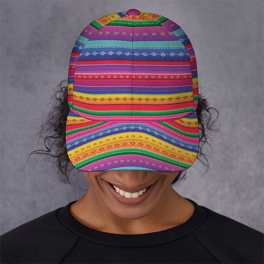 Colorful Mexican Serape Pattern Print Baseball Cap