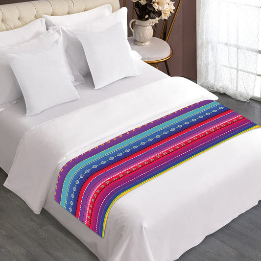 Colorful Mexican Serape Pattern Print Bed Runner