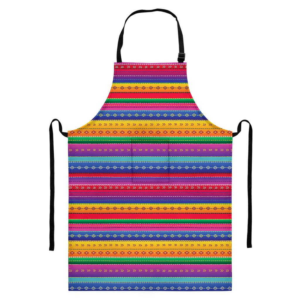 Colorful Mexican Serape Pattern Print Bib Apron With Pocket