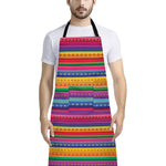 Colorful Mexican Serape Pattern Print Bib Apron With Pocket