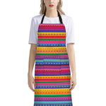 Colorful Mexican Serape Pattern Print Bib Apron With Pocket