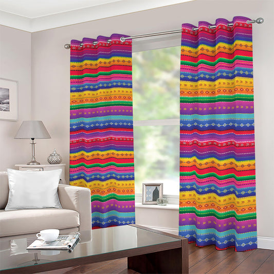 Colorful Mexican Serape Pattern Print Blackout Grommet Curtains