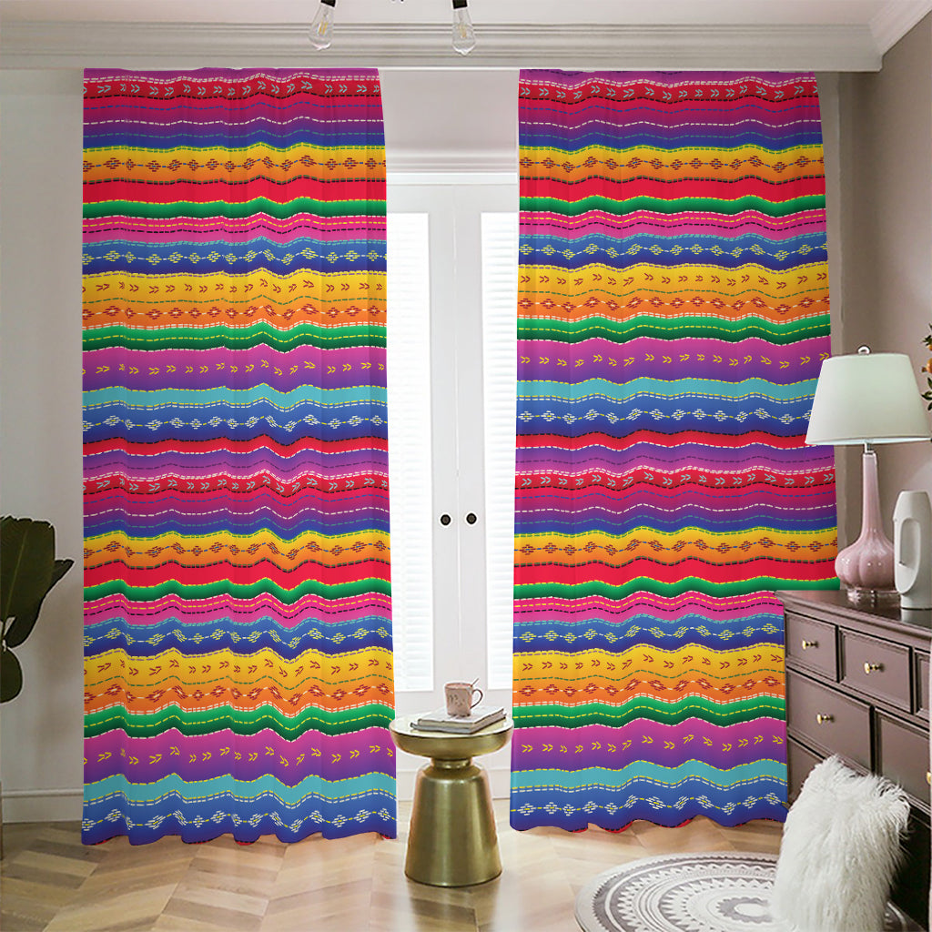 Colorful Mexican Serape Pattern Print Blackout Pencil Pleat Curtains