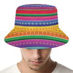 Colorful Mexican Serape Pattern Print Bucket Hat