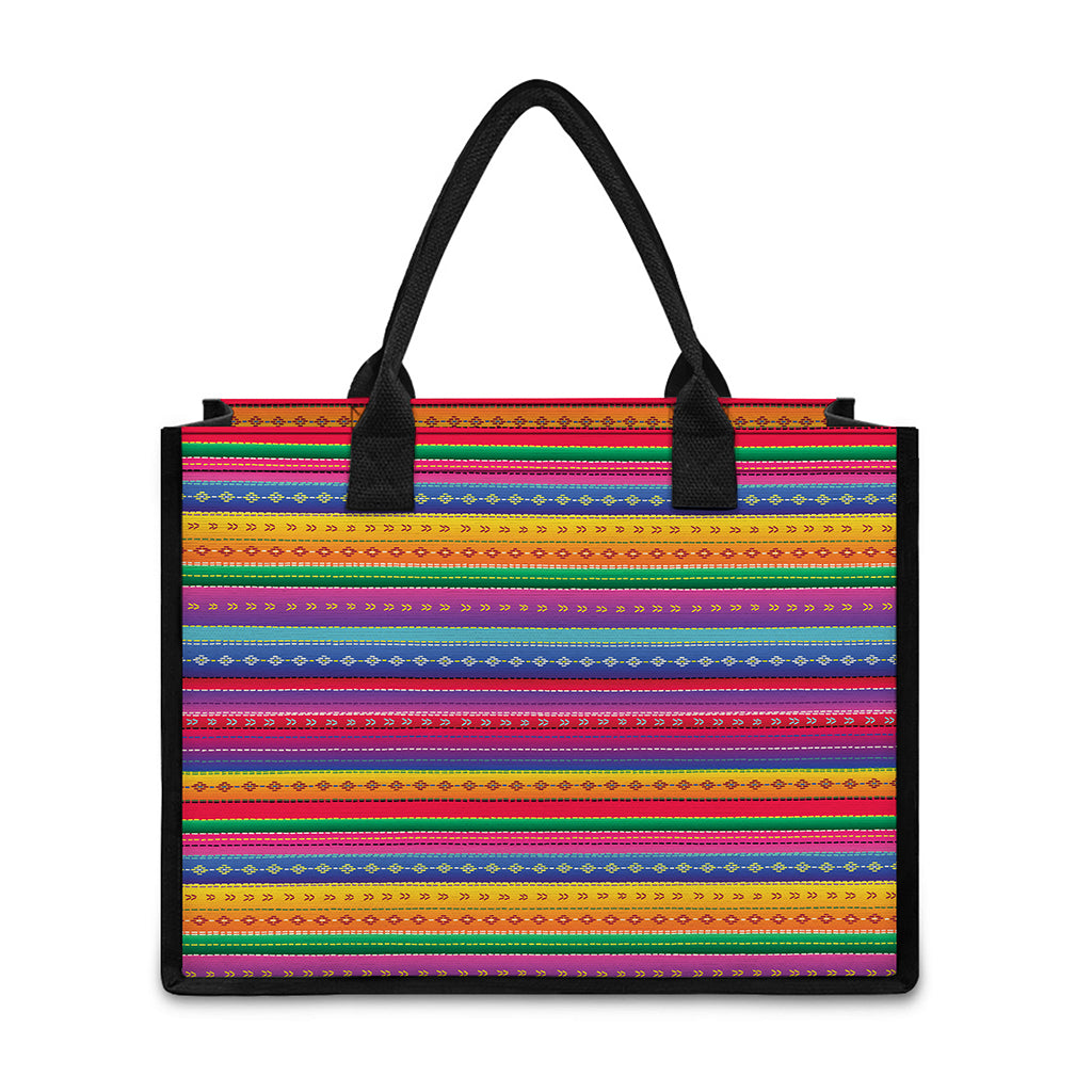 Colorful Mexican Serape Pattern Print Canvas Tote Bag