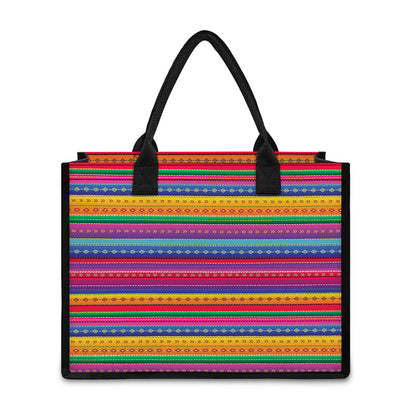 Colorful Mexican Serape Pattern Print Canvas Tote Bag