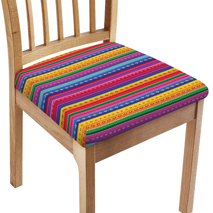 Colorful Mexican Serape Pattern Print Chair Cushion Cover
