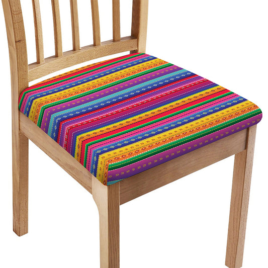 Colorful Mexican Serape Pattern Print Chair Cushion Cover