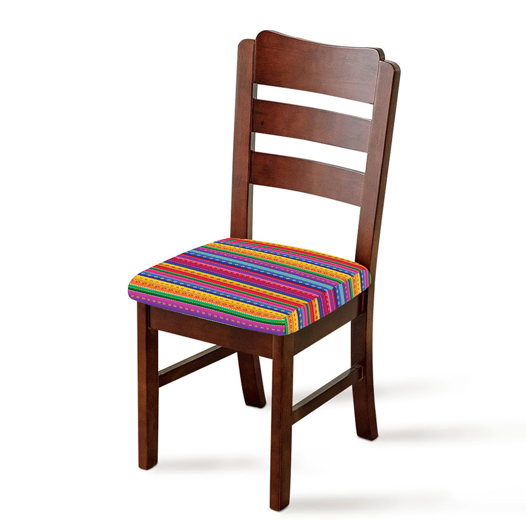 Colorful Mexican Serape Pattern Print Chair Cushion Cover
