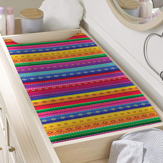 Colorful Mexican Serape Pattern Print Changing Pad Cover