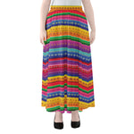 Colorful Mexican Serape Pattern Print Chiffon Maxi Skirt