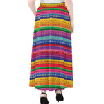 Colorful Mexican Serape Pattern Print Chiffon Maxi Skirt