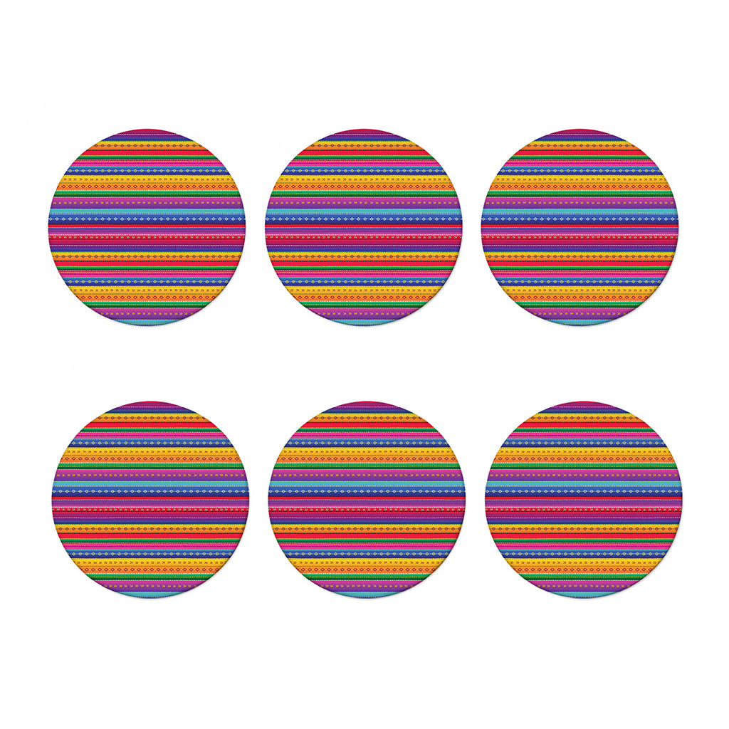Colorful Mexican Serape Pattern Print Coaster Set