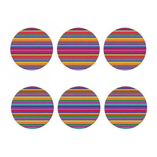 Colorful Mexican Serape Pattern Print Coaster Set