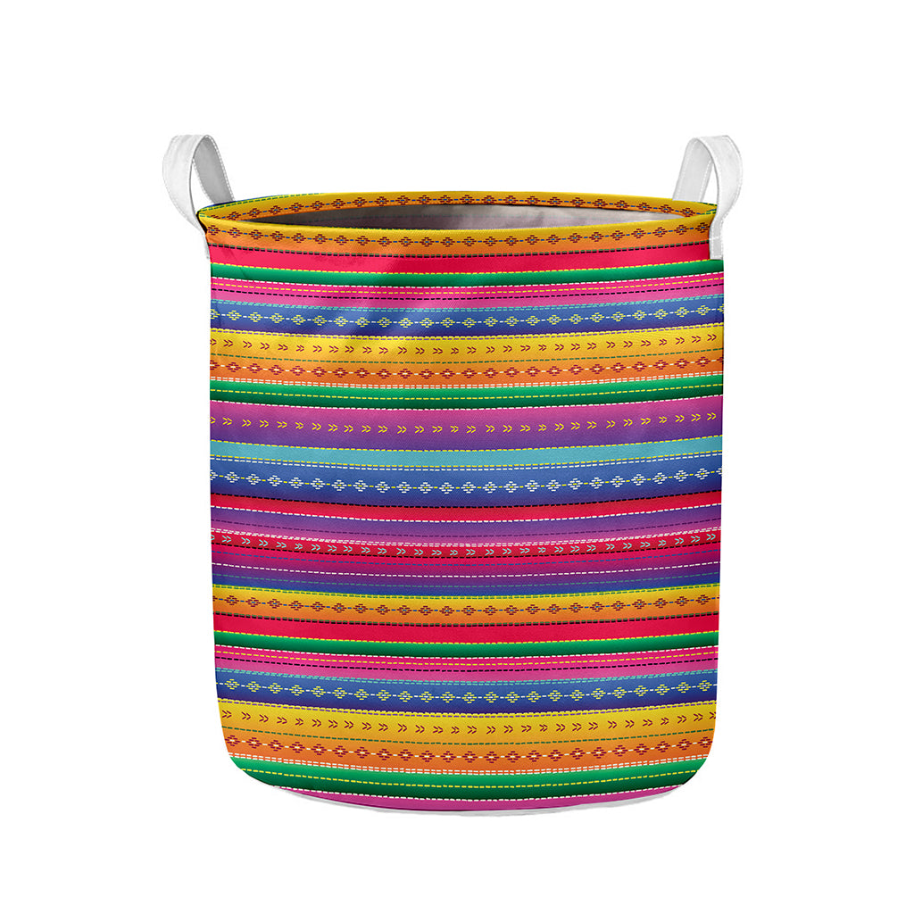Colorful Mexican Serape Pattern Print Collapsible Laundry Basket