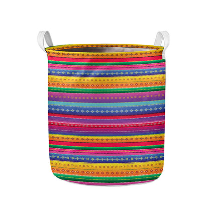 Colorful Mexican Serape Pattern Print Collapsible Laundry Basket