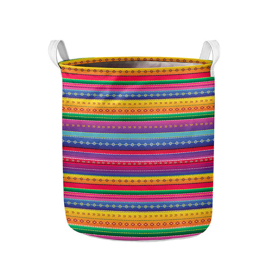 Colorful Mexican Serape Pattern Print Collapsible Laundry Basket