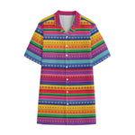 Colorful Mexican Serape Pattern Print Cotton Hawaiian Shirt
