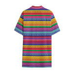 Colorful Mexican Serape Pattern Print Cotton Hawaiian Shirt