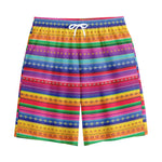 Colorful Mexican Serape Pattern Print Cotton Shorts