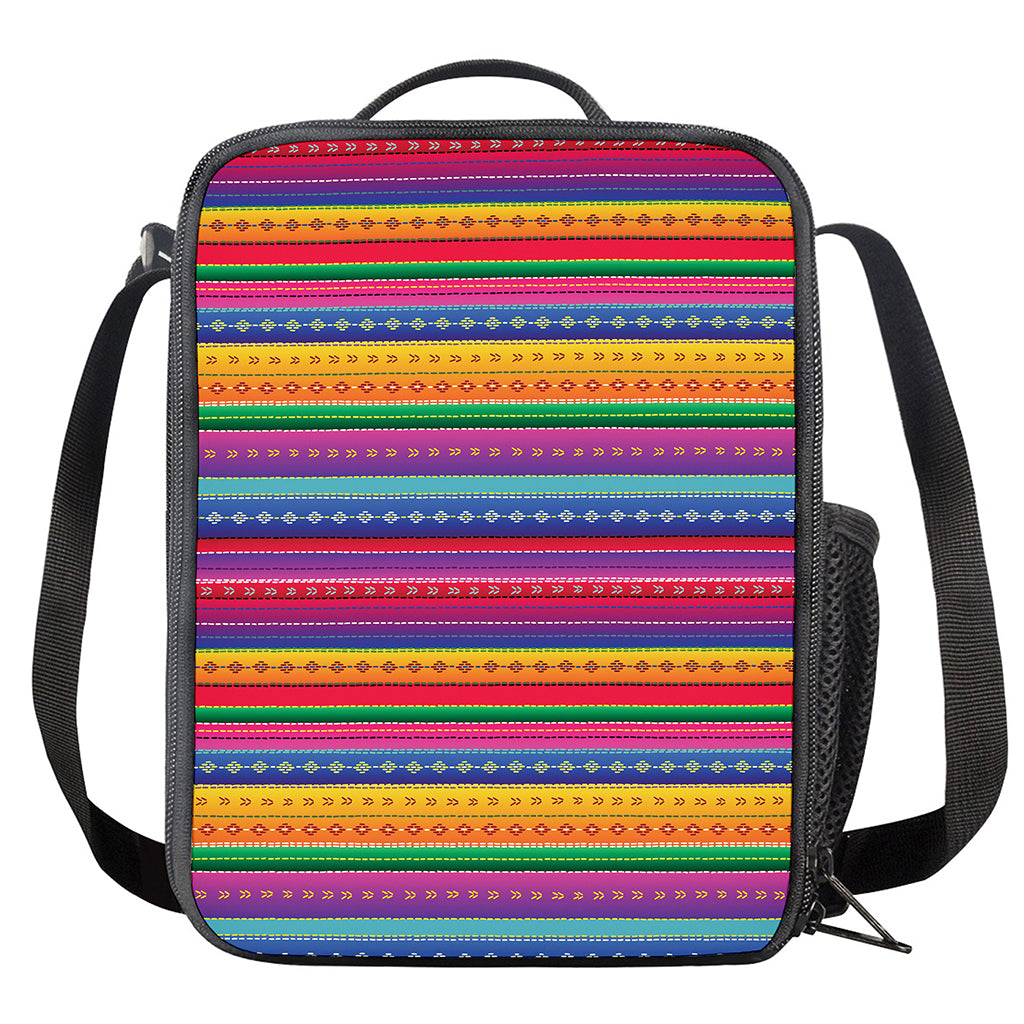 Colorful Mexican Serape Pattern Print Crossbody Lunch Bag