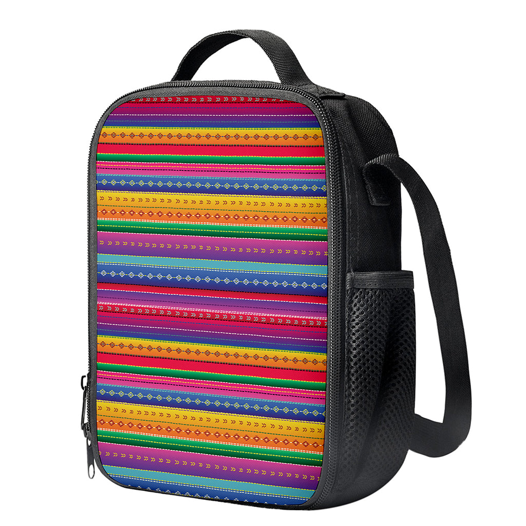 Colorful Mexican Serape Pattern Print Crossbody Lunch Bag