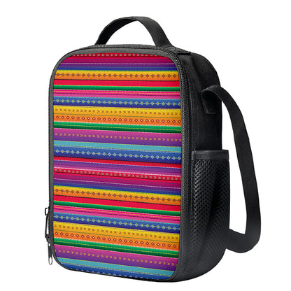 Colorful Mexican Serape Pattern Print Crossbody Lunch Bag