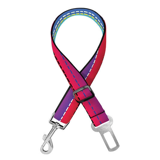Colorful Mexican Serape Pattern Print Dog Seat Belt