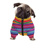 Colorful Mexican Serape Pattern Print Dog Zip Up Jacket