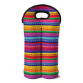 Colorful Mexican Serape Pattern Print Double Neoprene Wine Tote