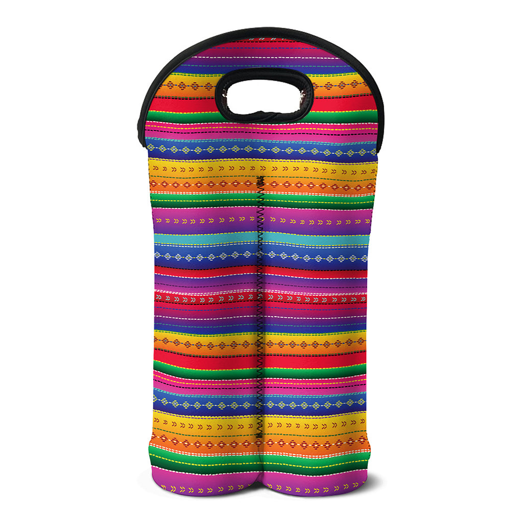 Colorful Mexican Serape Pattern Print Double Neoprene Wine Tote