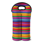 Colorful Mexican Serape Pattern Print Double Neoprene Wine Tote