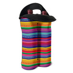 Colorful Mexican Serape Pattern Print Double Neoprene Wine Tote