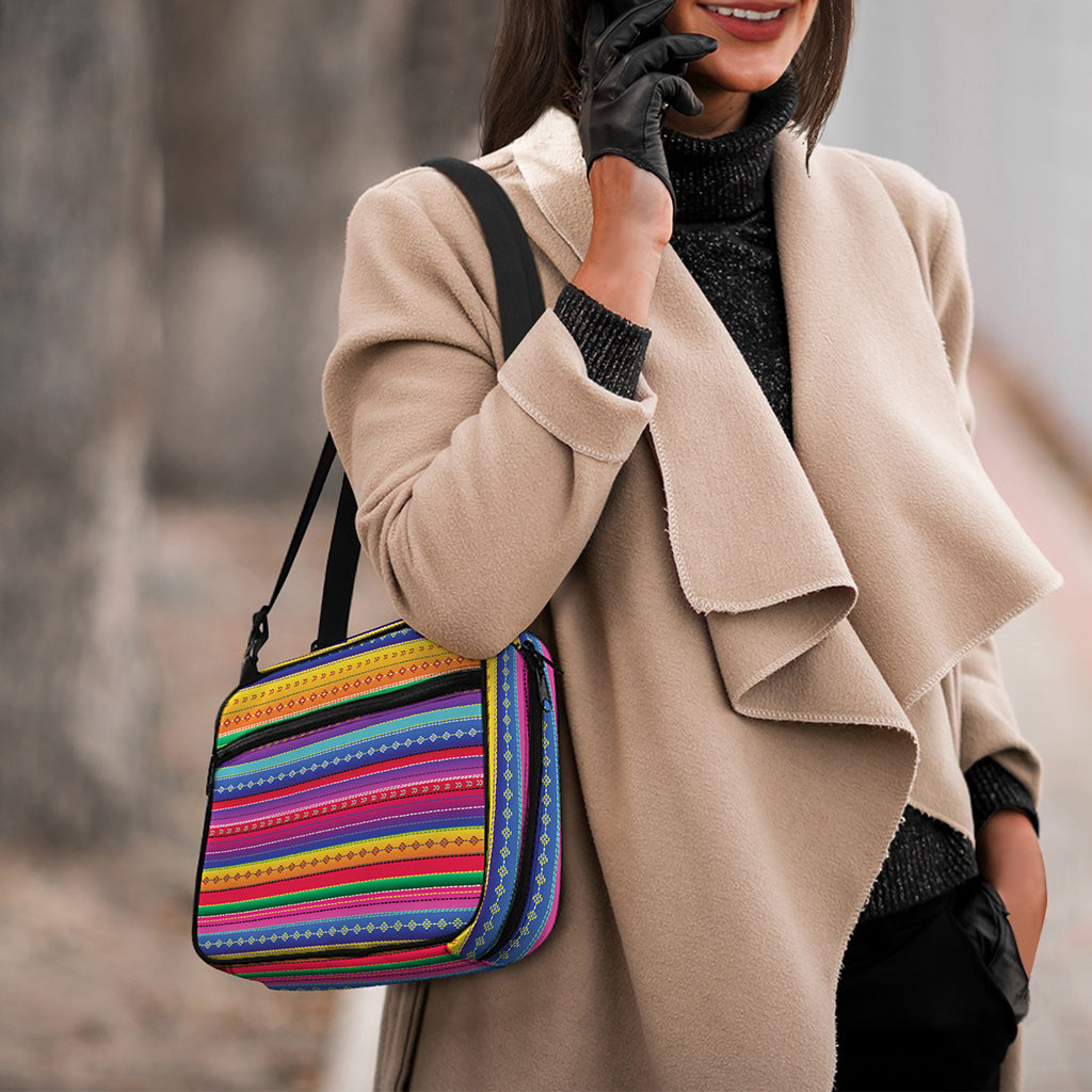 Colorful Mexican Serape Pattern Print Double Strap Bible Bag