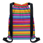 Colorful Mexican Serape Pattern Print Drawstring Backpack